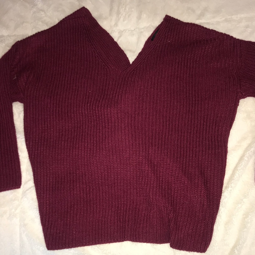 Maroon Twist Back Sweater